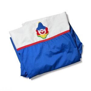 Vintage Blue and White Embroidered Happy Clown Fitted Toddler/Crib Bed Sheet